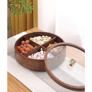 회전식 원목 뚜껑있는 견과 접시